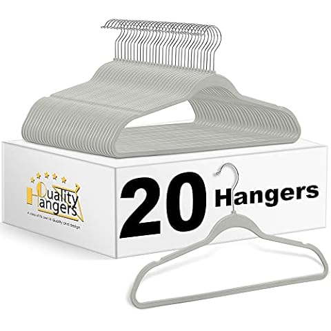 Quality Suit Hangers 20-Pack, Non-Velvet Plastic Hangers for Clothes Ultra Thin Space Saving 360 Degree Swivel Hook Strong and Durable Clothes Hangers Hold Up-To 10 Lbs, for Coats Pants(Black, 20) Cover