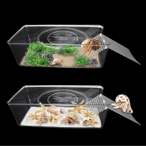 2 Packs Large Hermit Crab Water Tank - Ideal Hermit Crab Pool and Tank Combination - Hermit Crab Water Tank with Cuttable Climbing Ramp Cover