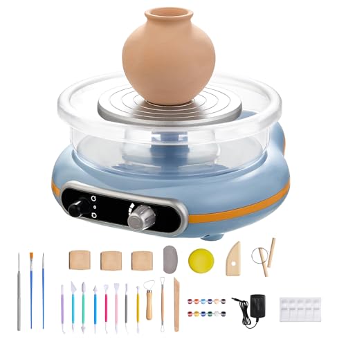 Funspire Pottery Wheel for Kids mini Pottery Wheel for Children and Beginners - 4.7-inch Electric Pottery Wheel with Adjustable Speed Low Noise Precise Control Includes 16 Pottery Tools