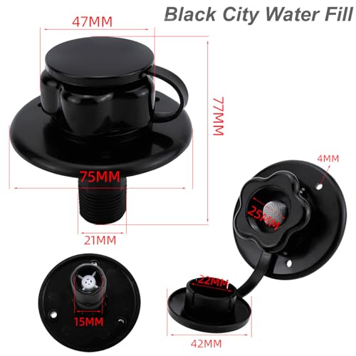 Greluma 1 Stück RV Wassereinlass mit Scheckventil, Caravan Wasserfülleinlasse, 2,5cm (OD) und 1,9cm (ID) Gewinde, Wassereinlassanpassung