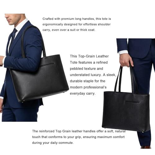 Raymaple Men's Top Grain Leather Tote
