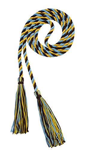 Image of Graduation Honor Cord - Brown /LT Blue /Gold - Every School Color Available - Made in USA