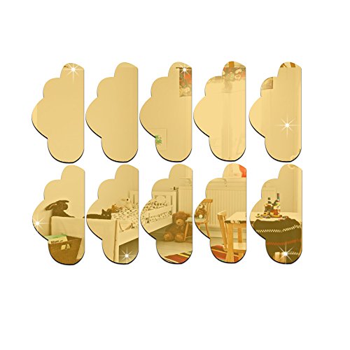 Vinilos Decorativos 3D Nubes Espejo Adhesivo Plata 10 Pzas miniatura 6