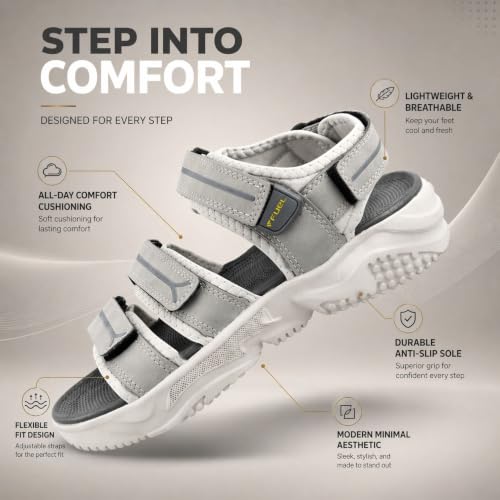 Image of FUEL Keta Lightweight Comfortable for Walking, Travel & Outdoor Activities | Adjustable Strap | Anti-Slip Sole Men's Sports Sandals