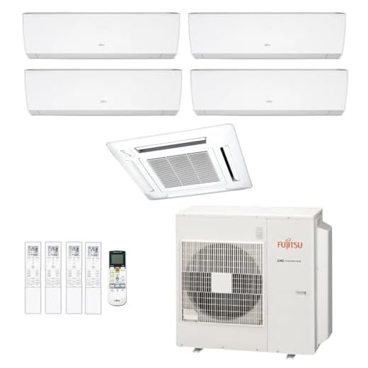 Ar-Condicionado Multi Split Inverter Fujitsu 45.000 (2x Evap HW 7.000 + 2x Evap HW 12.000 + 1x Evap Cassete 4 Vias 18.000) Quente/Frio 220V