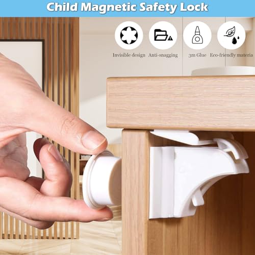 Miniatura 6 de Tosavga Cierre Seguridad Cajones Bebe 12 Cerraduras 3 Llaves , Seguro Puertas Bebe, Cerraduras Magnéticas De Seguridad Para Niños, Cierres Seguridad Bebe, Cierre Cajones Bebe