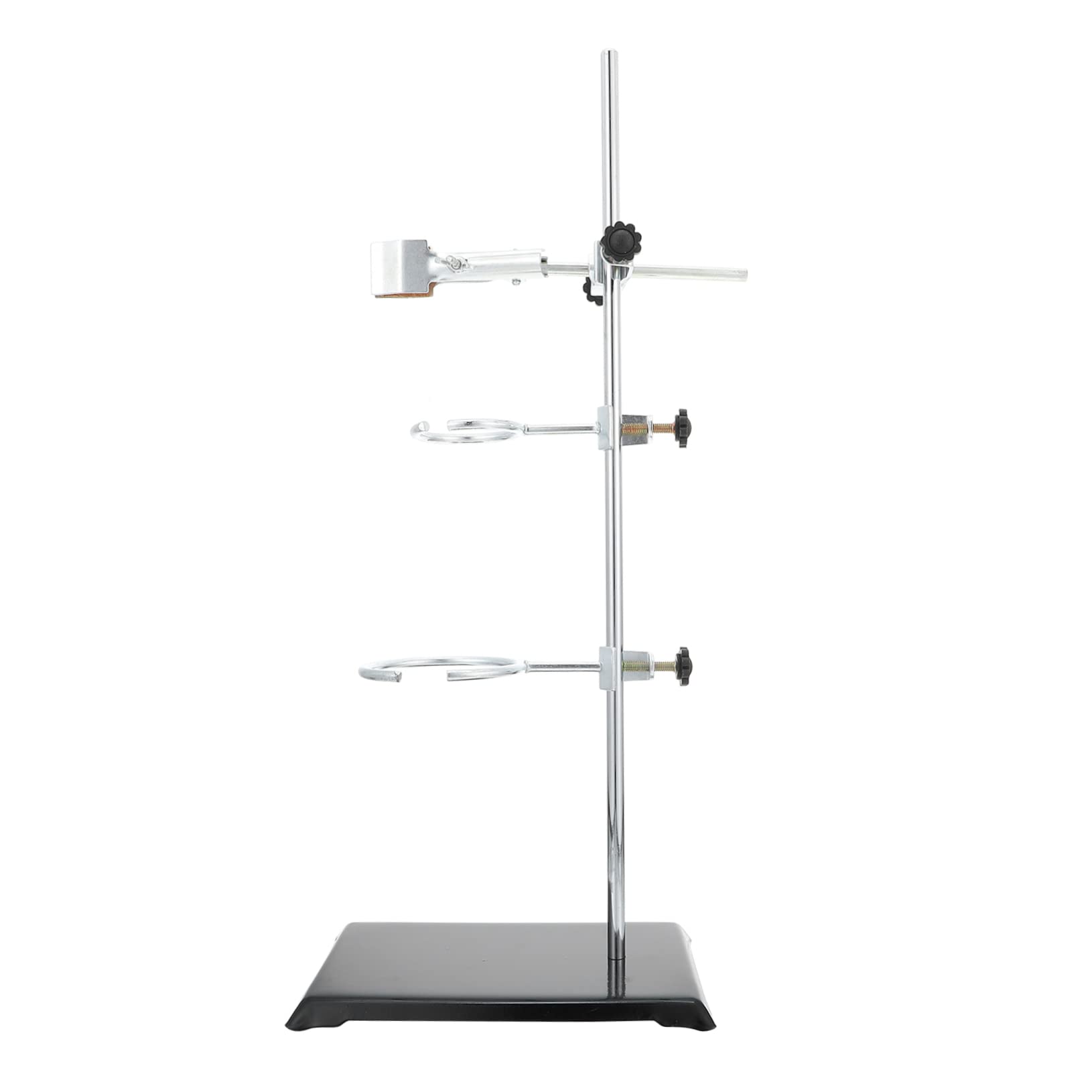 POPETPOP Support Laboratoire en Fer Base Solide Argentée, Tige de Support Détachable pour Expérience Chimie et Physique en Laboratoire