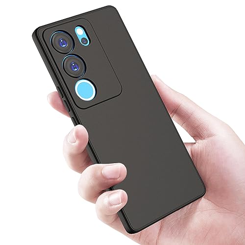 Image of Kapa Matte Protective Lens Flexible Back Cover for VIvo V29 / V29 PRO (5G) | Slim Silicone with Soft Lining Shockproof Full Body Bumper Case (Black)
