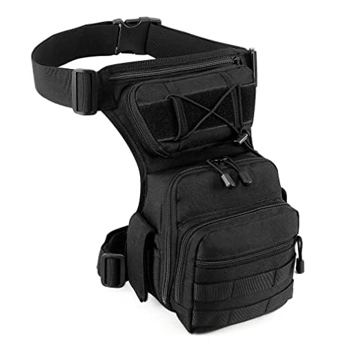 Hebetag Nylon Drop Leg Bag Hiking Waist Pack for Men Women Tactical Motorcycle Bike Cycling Riding Travel Outdoor Sports Fanny Pouch, #03Black, 18cm(W)x13cm(D)x33cm(H)(7.08"x5.11"x12.99") approx โ image 1