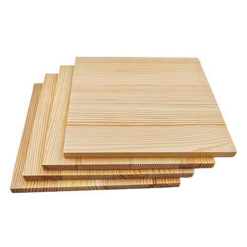 4 piezas de bloques cuadrados de madera sin acabar para manualidades, tablas de madera de pino en blanco de 20x20x1 cm para tallado de madera, posavasos DIY, pintura y grabado al fuego