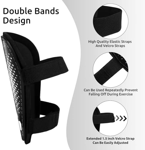 Shin Guards Soccer Youth Kids - Shin Guard for Boys Girls Teenagers 2-18 Years Old - Football Shin Pads Protection Equipment with Adjustable Straps - Black, XS — view 2