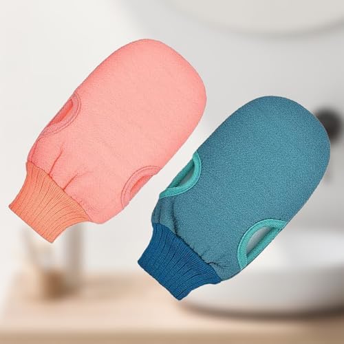 Luvas de banho esfoliantes dupla face para esfregar o corpo ...