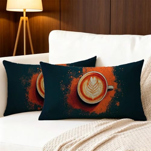 Housse coussin extérieur imperméable 50x70 bleu lin imprimé double face terrasse - 6