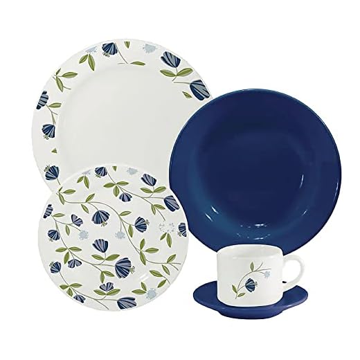 Oxford Aparelho de Jantar Biona Donna Floral Azul em Cerâmica com 20 Peças