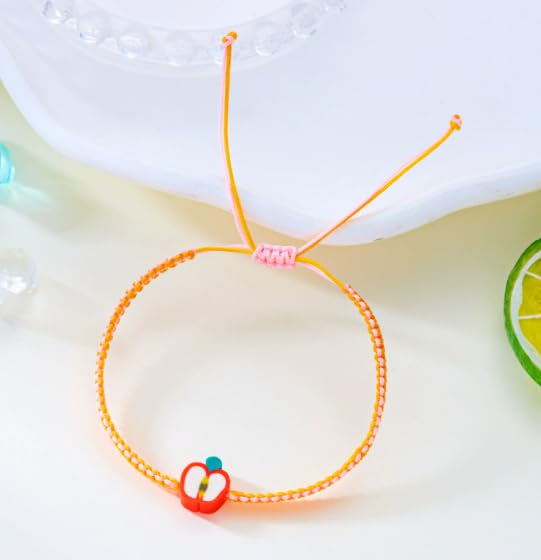 XAM Multicolor Beaded Adjustable Woven Friendship Bracelets Summer Fruit Charm Bracelets for Friends & Couples2