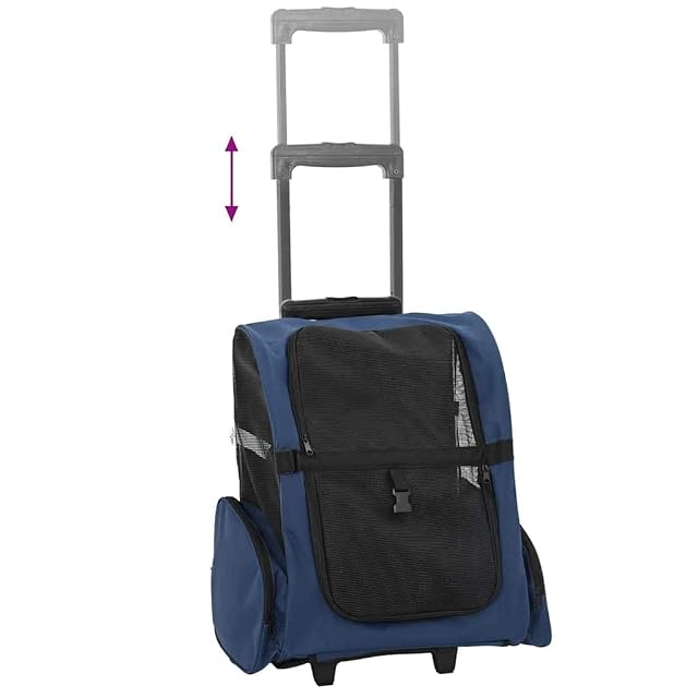 Foto 3 de 8 de vidaXL Carrito para Mascotas 3 en 1, diseño Azul, 48 x 32 x (57-106) cm