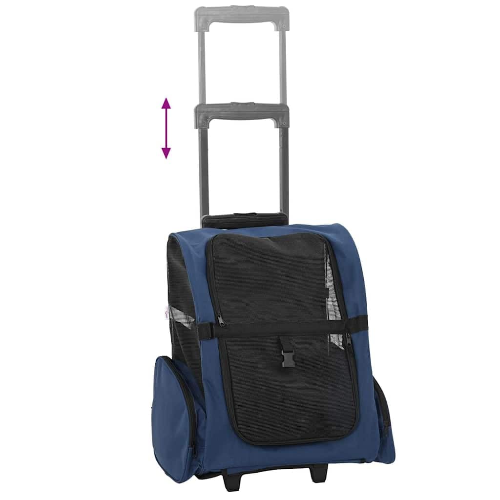 vidaXL Carrito para Mascotas 3 en 1, diseño Azul, 48 x 32 x (57-106) cm, Tela Oxford