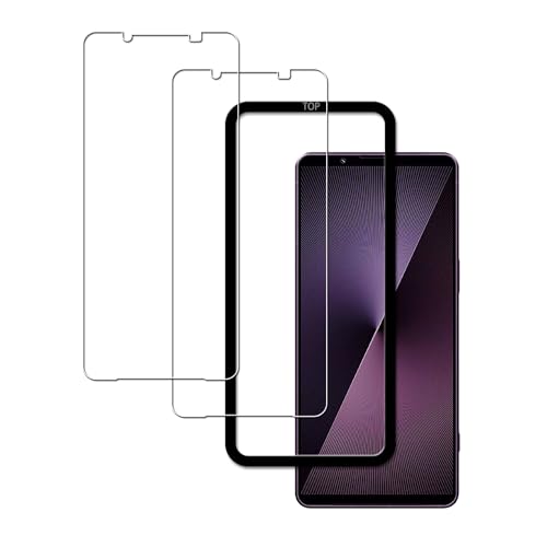 対応 Xperia 1 VI SO-51E SOG13 XQ-EC44 / Xperia 1 VII SO-51F SOG15 XQ-FS44 用 の ガラスフィルム (2枚入り)強化ガラス 液晶 保護フィルム 硬度9H 国産硝子素材 ガイド枠付き