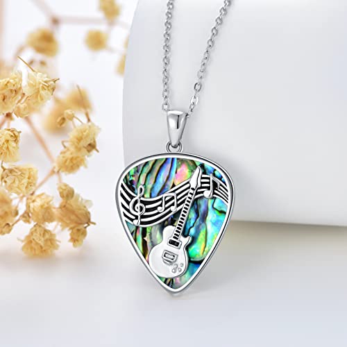 Guitar Pick Necklace Sterling Silver Guitar Plectrum Pendant Necklaces Jewelry Musical Guitarist Gifts for Women Men2