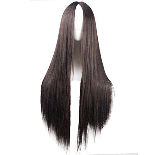 29.5 Inches 75cm Womens Long Straight Wig with Side Bangs Heat Resistant Synthetic Wigs for Fun Night out Halloween Cosplay Party Costume Wig - Image 2
