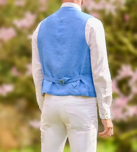 Men Suit Vest Linen Slim Fit Lightweight Summer Casual Vest For Men Beach Wedding Groomsmen Waistcoat3