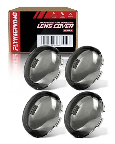 FLYINGWING 4 Stück Smoke Bullet Blinkerglas-Abdeckung, kompatibel mit Harley Davidson Sportster, Softail, Road King, Road Glide, Street Glide, Electra Glide 2000–2024