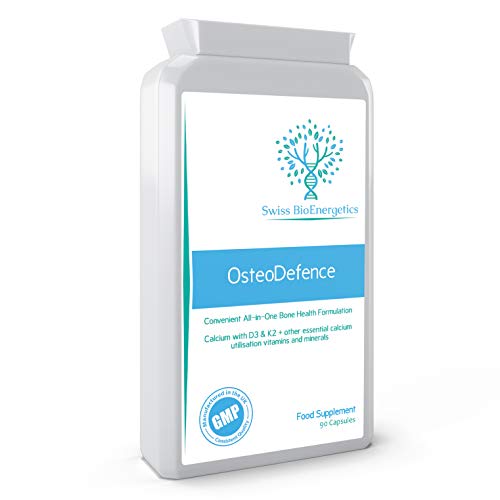 OsteoDefence 90 Capsules u0096 Ultimate All-in-One Bone Health Formulation u0096 Contains Calcium, Vitamins D3 & K2, Magnesium Plus a Host of Other Essential Calcium utilisation Vitamins and Minerals
