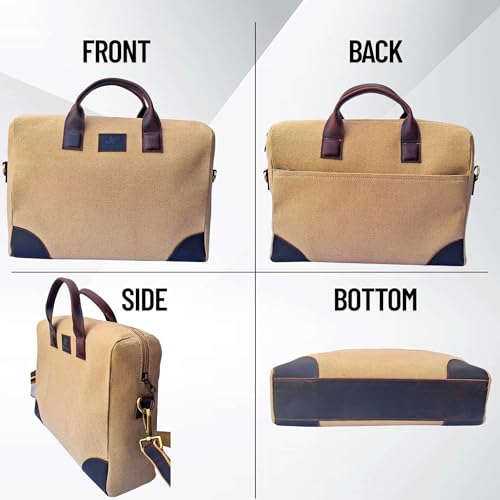 Image of Rustic Roots Laptop Bags for Men Office Use | Canvas Leather Laptop Messenger Bag | Laptop Side Bag for Man | Men's Work Briefcase Sling Bag | Casual Laptop Shoulder Bag