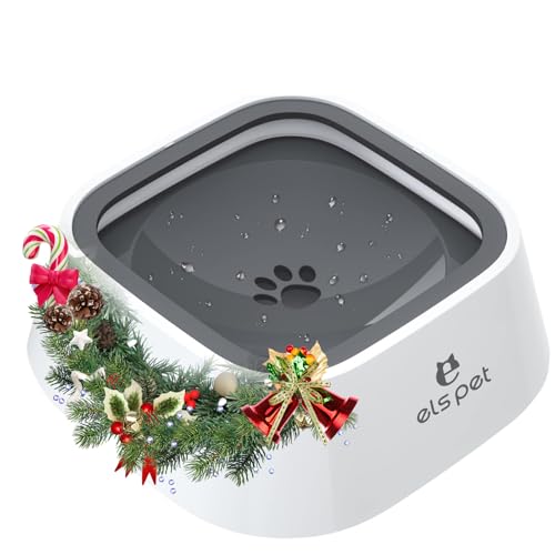 ELS PET Travel Bowl, No Spill, No Drip Slow Water Feeder/Dispenser for Dogs, Cats, 35oz/1L, Splash Proof Travel Bowl for Crate and Car, Keeps Floor & Beard Dry, Dishwasher Safe (Grey) by ELS PET - Used condition - US$15.23