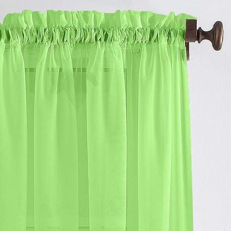 Megachest a pair of slot top voile curtains (Lime, 56" wideX90 drop 2 Panels), W 56" x L 90" (2 Panels) - Image 3