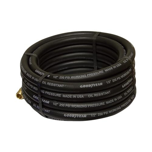 Goodyear Black Rubber Air Hose - 1/2in. x 25ft. 250 PSI, Model Number 12191