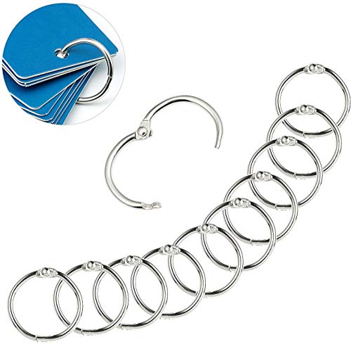 WolinTek 100 Piezas Anilla Scrapbooking de Hoja Anillas de Carpetas Anillas de Libro de Metal Anilla de Libro Suelta Anilla Bisagra (0.75 Pulgadas)