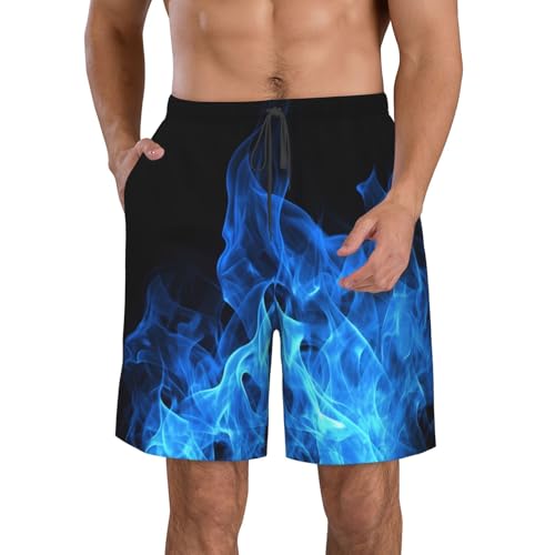 Blue Flame Men's Swim Trunks Quick Dry Board Shorts with Pockets Casual Drawstring Beach Shorts
