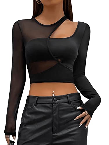 GORGLITTER Crop Tops Damen Sexy Bauchfrei Cut Out Oberteil Y2k Top Mit...