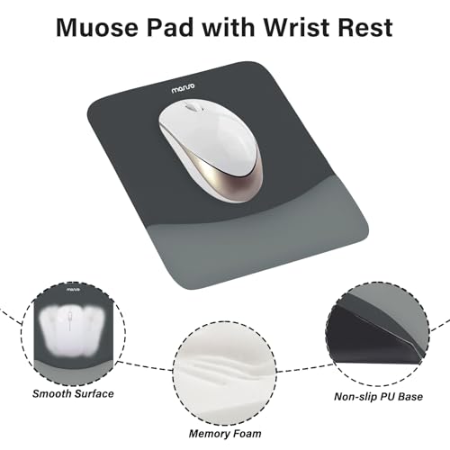 MOSISO Wrist Rest Support for Mouse Pad&Keyboard Set, Rectangular Ergonomic Mousepad Non-Slip Base Home/Office Pain Relief&Easy Typing Pad with Neoprene Cloth&Raised Curved Memory Foam, Slate Gray by MOSISO - Image 3