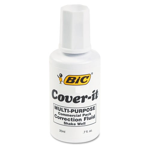 BIC Cover-It Correction Fluid, 20 ml Bottle, White