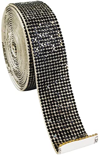 LiuliuBull 2pcs Ruban Diamant Cristal Auto adhésif Auto-adhésif DIY Décoration Sticker Strass for Artisanat Artisanat, DIY Quoi Que ce Soit par Vous-même (Color : Black, Size : 9mm)