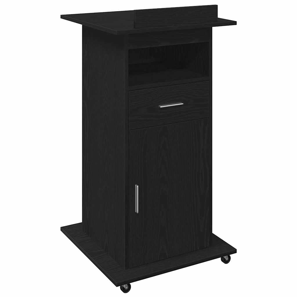 Podium Schreibtischorganizer aus Holzwerkstoff in Schwarz Eichen-Optik 55 x 55 x 107 cm mit praktischen Regalen und Schubladen für effiziente Büroorganisation