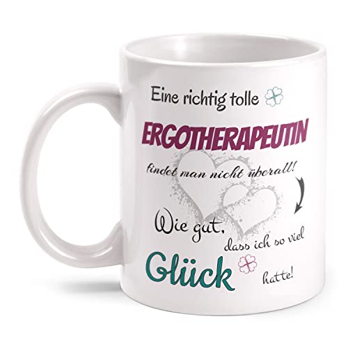 Fashionalarm Tasse Eine richtig tolle Ergotherapeutin beidseitig Bedruckt mit Spruch & Motiv als Geschenk-Idee für Ergotherapie Therapeutin, Weiß 330 ml