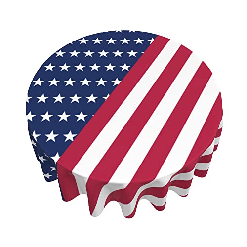 BETGINY 4th of July Tablecloth 70 Inch Round Waterproof Rustic Patriotic Table Cloth Fabric Farmhouse American Flag Stripe Tablecloth Decorative for Picnic Party Holiday Home Indoor Outdoor by BETGINY - Used condition - Image 3
