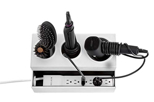 Jackcube Design Hair Dryer Holder Hair Styling Product Care Tool Organizer Bath Supplies Accessories Tray Stand Storage Bathroom Vanity Countertop With 3 Holes (White) – :Mk154D #TOP6