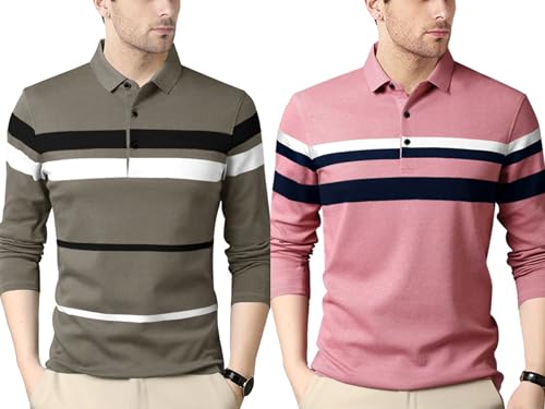 Image of Noble Monk Men's Polycotton Regular Fit Full Sleeves Polo T-Shirt