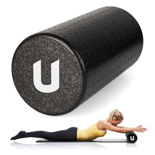 unycos - Rodillo Masajeador de EPP【30x15 cm】Cilindro de Espuma Dura para Terapia y Masaje Muscular, Fitness, Foam Roller Ligero de Alta Resistencia para Yoga, Pilates y Alivio de Tensiones (Negro)