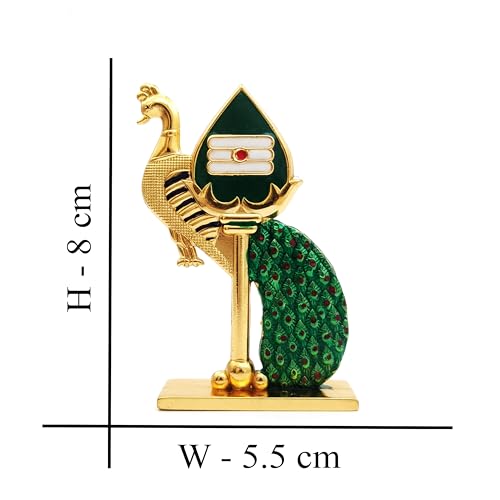 Image of Divine Lord Murugan Murugar Vel mayil Idol for Car Dashboard, Home, Office Desk - Murugar Murti Vel for for Pooja, Temple Showpiece, Decoration, Festivals and Gifting (8.5.5 cm, Green Colour)