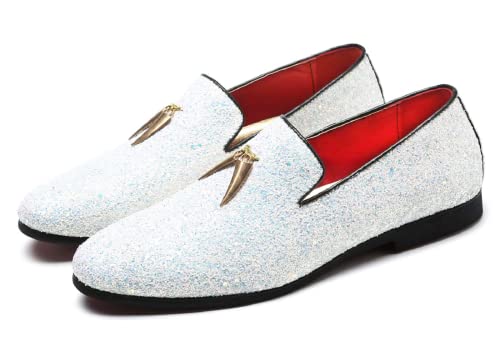Mens Smoking Glitter Slipper, Luxury Penny Slip-On Classic Party Wedding Tuxedo Loafers Sparkle Dress Shoes4
