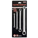 WINTOWIN 4 Piece TRX-Star E-Torx Box Wrench Set, E6 E8 E10 E12 E14 E18 E20 E24 Torx Tork Set,Double Box End Wrench Set