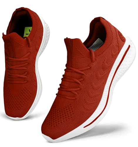 Giniros Sportschuhe Damen Turnschuhe Laufschuhe Running Tennis Walkingschuhe Straßenlaufschuhe Sneaker Fitness Jogging Leichte Atmungsaktiv rutschfeste Freizeitschuhe Outdoor Gym Schwarz Rot 39 EU