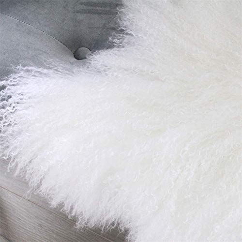 Genuine Mongolian Tibetan Lamb Sheepskin Wool Area Rug Real Carpet Curly Fur Pelt Throw Soft Plush Home Decorative 2Ft X 3.4-3.6Ft #TOP6