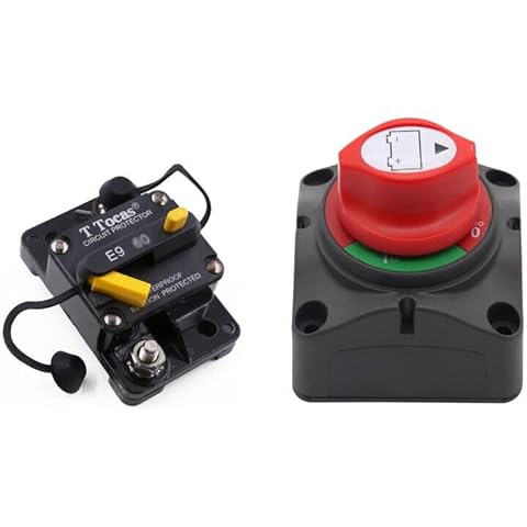 50A Circuit Breaker with Switch Button + Battery Power Cut Master Switch Disconnect Isolator Cover