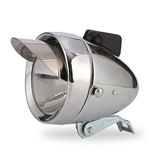 Rétro Lampe de lumière Avant de vélo, Coque en métal chromé Phare de vélo Lumineux, rétro Avant Vintage vélo lumière Nuit équitation sécurité antibrouillard Phare avec Support Cover